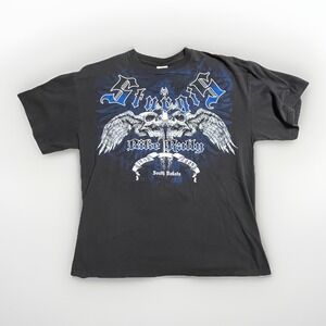 Vintage 2009 Sturgis Bike Rally T Shirt Mens L Delta Pro Weight Blue Skull Wings